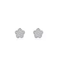 Orecchini a lobo a forma di fiore in argento sterling 925 con pavé di zirconi lucidi - Argento 925 / Argento