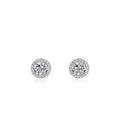 Pendientes halo de plata esterlina 925 con circonitas cúbicas redondas y brillantes - Plata 925 / Plateado