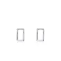Eleganti orecchini a perno rettangolari in argento 925 con pavé di micro zirconi cubici - Argento 925 / Argento