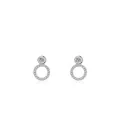 Minimalistische S925 Sterling Silber Ohrstecker mit funkelnden runden Zirkonia Steinen - Silber