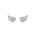 Elegante S925 sterling zilveren engelenvleugel oorknopjes met fonkelende zirkonia pavé - 925 zilver / Zilver