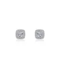 Boucles d'oreilles en argent 925 avec taille coussin et double halo étincelant - Argent 925 / Argenté