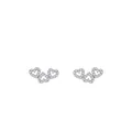 S925 Sterling Silber Herz Ohrstecker mit Zirkonia-Besatz auf weißem Hintergrund - 925er Silber / Silber