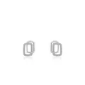 Minimalistische S925 Sterlingsilber Doppel-Ohrringe mit geometrischem Zirkonia-Design - 925er Silber / 925 Sterlingsilber