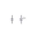 Elegant S925 sterling silver stud earrings with square zircon center and small round stones - Silver