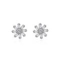 Minimalist S925 sterling silver flower stud earrings with sparkling cubic zirconia stones - 925 Silver / Silver