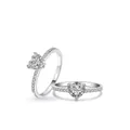 Elegante anello in argento sterling S925 a forma di cuore con zirconi e micro-pavé - US 5 / Argento