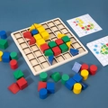 Set puzzle educativo di blocchi geometrici in legno con griglia di smistamento e schede - 19.5*18.8*5 / Puzzle di Blocchi da Costruzione Creativo Piano