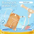 Kids orange backpack water gun with cat logo and pull-out sprayer for summer pool fun - Cat Print Orange Backpack Water Gun