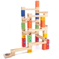 Educational wooden marble run building blocks set for kids with colorful gravity tracks - Marble Run Blocks (Large Set)