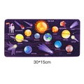 Wooden solar system puzzle 30x15cm with planets and astronaut for kids learning - Large Colorful Base