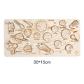 Wooden Montessori solar system puzzle set with planets and astronaut blocks 30x15cm - Large Laser-Cut Natural Wood