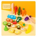17-teiliges Holz-Spiellebensmittel-Set mit Obst, Gemüse, Spielzeugmesser und Schneidebrett - Obst Und Gemüse Schneidespielzeug (17-Teiliger Stil)