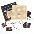 Gioco addizione in legno con pioli colorati e carte didattiche per bambini piccoli - Tavola delle Addizioni (Legno Naturale Non Verniciato)