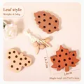 Montessori wooden leaf lacing toy set with maple leaves for early education - Leaf Style