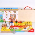 Kids wooden toolbox set with animal assembly blocks, screws, and simulated carpentry tools - Animal Toolbox Model (1.2kg)