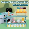 Wooden ice cream shop playset with display stand and colorful toy desserts for children - Ice Cream Shop