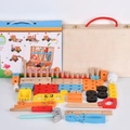 Kids wooden toolbox set with colorful screws, hammers and toy tools for creative play - Engineering Truck Model (1.1kg)