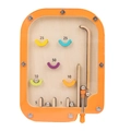 Orange wooden pinball maze game with spring launcher and colorful scoring slots - M