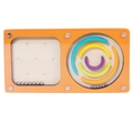 Wooden balance maze game for kids with orange frame and colorful circular rolling ball tracks - Small (2-in-1)