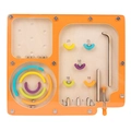 Wooden bead maze balance game for kids featuring an orange frame and score slots - Large (3-in-1)