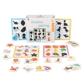 Montessori shadow pairing game set with colorful animal and fruit tiles for kids brain training - 6 Shadow Cards And 36 Answer Cards / Shadow Matching Style (lxj03)