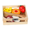 Set cibo in legno con fragola, formaggio e bistecca in cassetta di legno naturale - Pasticceria in Scatola di Legno