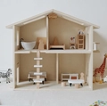 Casa delle bambole nordica in legno con mobili in miniatura e figurine per bambini - Casa delle Bambole Crema