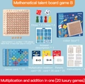 Wooden 2-in-1 multiplication and addition board game set with numbered tiles and cards - Upgraded 2-in-1 English Version