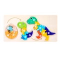 Educational wooden dinosaur growth cycle puzzle for kids featuring stages 1 to 14 - Dinosaur Growth (Blue Tail)