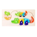 Crocodile wood number puzzle for early learning showing 1-13 digital growth sequence - Crocodile Growth (Red Tail)