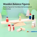 Set di blocchi di equilibrio in legno con bambole da dipingere fai-da-te per bambini - Altalena Figure Dipinte a Mano