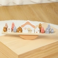 Set di blocchi impilabili arcobaleno in legno Morandi con case e alberi in legno - Casa dell'Equilibrio Rosa (Base in Faggio)