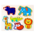 6-pack wooden animal puzzles for toddlers featuring lion giraffe and elephant designs - Forest Animals