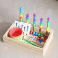 Set di smistamento perline con provette in legno tazze in silicone e schede logiche per bimbi - Abbinamento Colori Perline Provette Clip