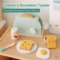 Wooden toy toaster set for kids with play food accessories in pastel green finish - Bread Maker