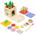 Scatola Montessori 8-in-1 in legno con gioco della pesca e raccolta delle carote - Busy Box Educativa 8-In-1 (tc-八合一投币教具0.6kg)