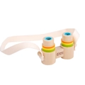 Binocolo giocattolo in legno per bambini con anelli colorati e tracolla intrecciata - Multicolore