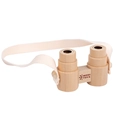 Binocolo portatile in legno per bambini con cinturino rosa intrecciato e finitura naturale - Stile Colore Legno Naturale