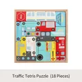 Puzzle educativo in legno con blocchi colorati a tema traffico cittadino - Piccolo Traffico (18 Pezzi)