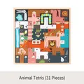 Puzzle Tetris in legno a tema animali con 31 pezzi colorati per bambini - Grande Animale (31 Pezzi)