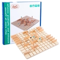 Wooden maze board game set with grid base, barriers, and colored player pawns in box - Regular Fit