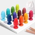 Colorful Montessori wooden egg sorting set with matching cups and tweezers for kids - Classic 12 Colors (Kraft Box)