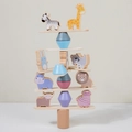 Gioco di equilibrio in legno con blocchi di animali leone e giraffa per bimbi - Blocchi da Impilare Animali