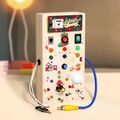 Christmas wooden busy board toy with LED lights, switches and locks for toddlers - Christmas Busy Light