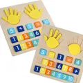Children's wooden math counting board set featuring colorful blocks and finger models - Finger Arithmetic Game Board