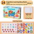 Toddler busy book 14-in-1 early education set with magic stickers and storage rings - Small Cognition Busy Book (Bear)