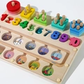 Houten magnetisch sorteerbord met kleurrijke cijfers en vormen voor peuters - Kleur Sorteerzuilen (Mier)