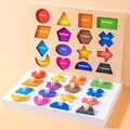 Puzzle Montessori in legno con 16 forme geometriche colorate e pomelli per bambini - Geometrico a 16 Forme Magnetiche Macaron