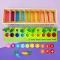 Educational wooden carrot math toy set with colorful counting sticks and number blocks - Carrot Counting Matching Box